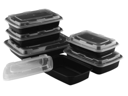 Microwaveable Rectangular Black Containers (PP)