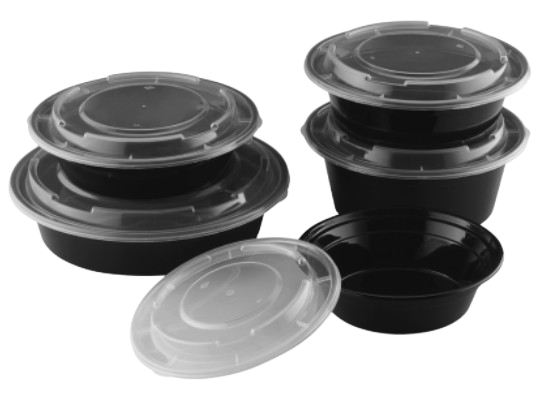 Microwaveable Round Black Containers (PP)